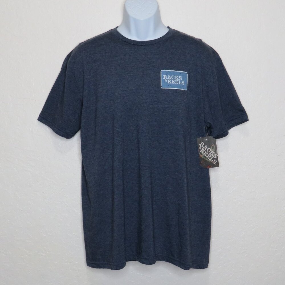 Racks & Reels* Men's Short‎ Sleeve Crew Neck Pullover Tee-Shirt~ Size Large